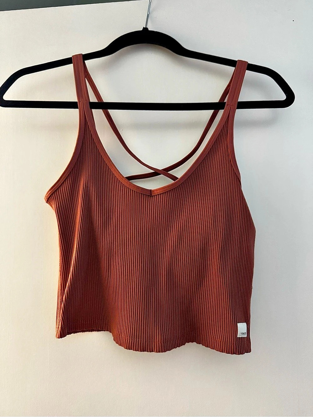 Vuori Rib Crop Tank Ribbed Tank Top Brown Medium
